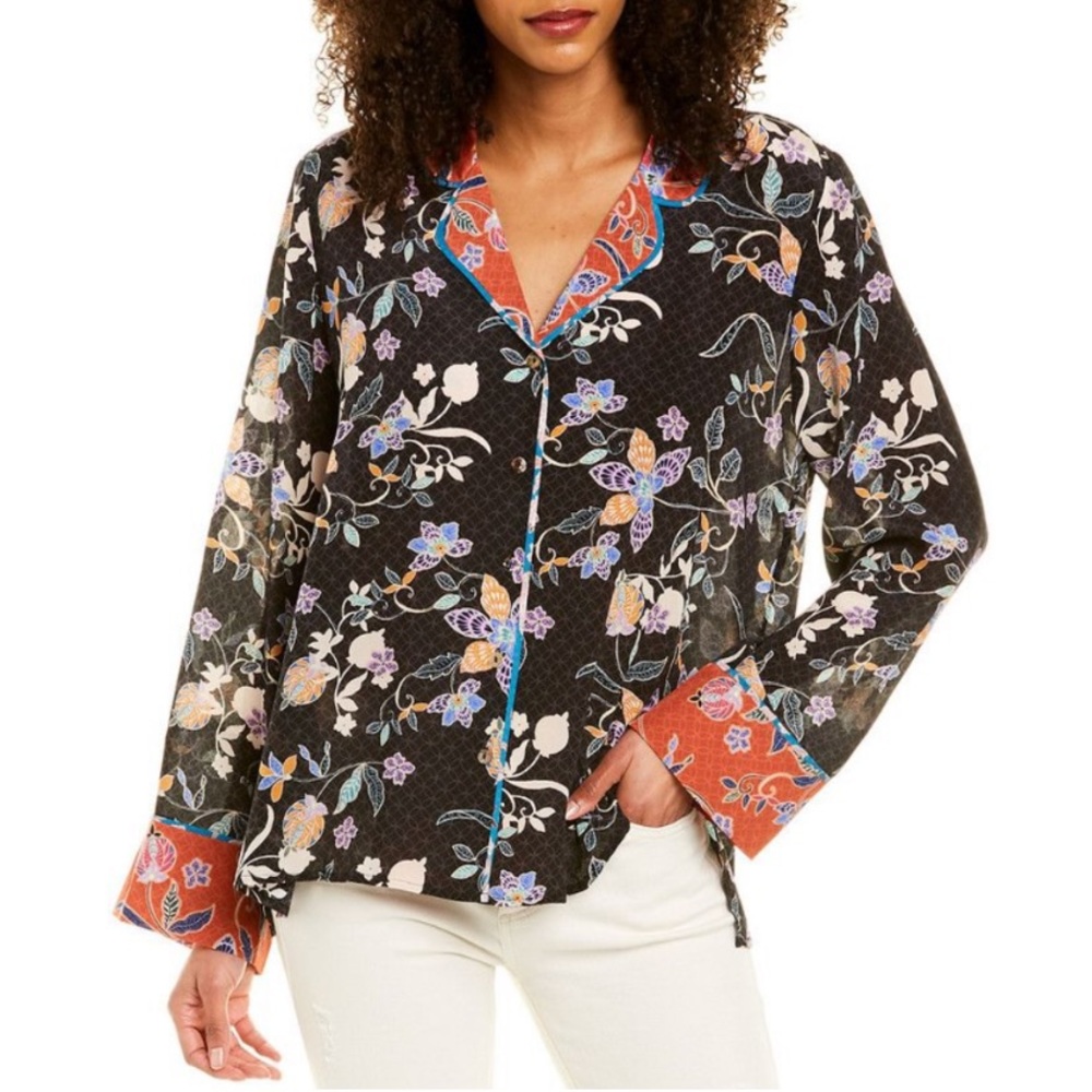 Johnny Was Jade Calme Silk Top